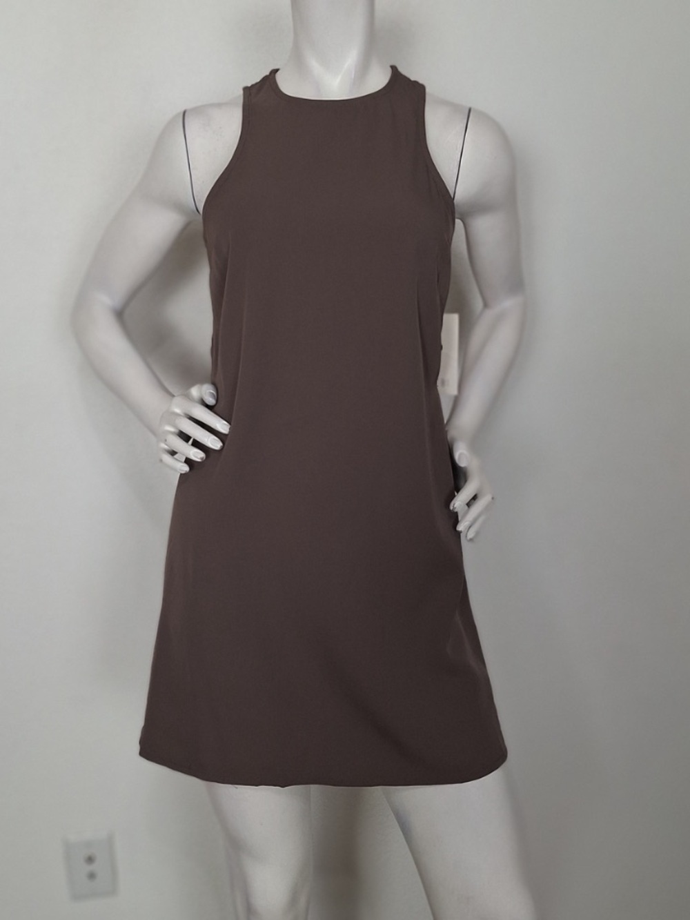 Tobi "NEW" Brown Side Cutout Racerback Boho Mod Retro Shift Mini Dress Size S